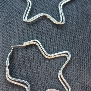 Silver Star Hoop Earrings